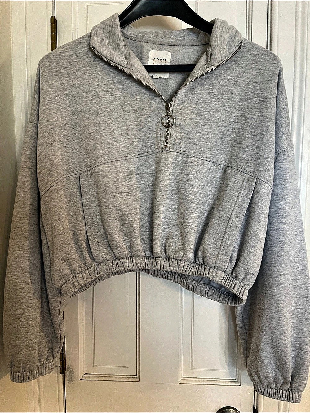 April Kiss Gray Cropped Half-Zip Sweatshirt Size XL